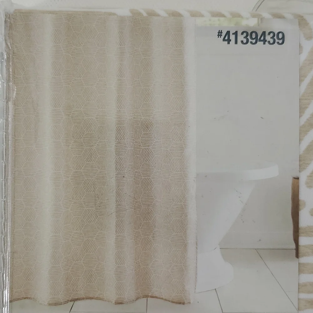 Origin 21 Fabric Shower Curtain natural Geometric mildew resistant 72 x 72